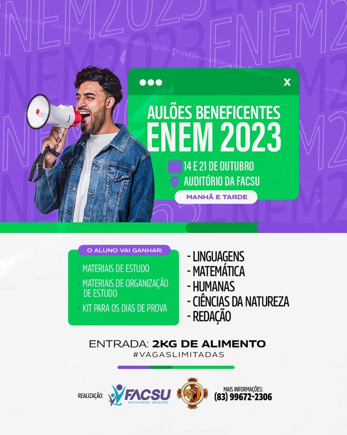 🚀 As inscrições para o Aulão Beneficente Enem 2023 estão oficialmente abertas!