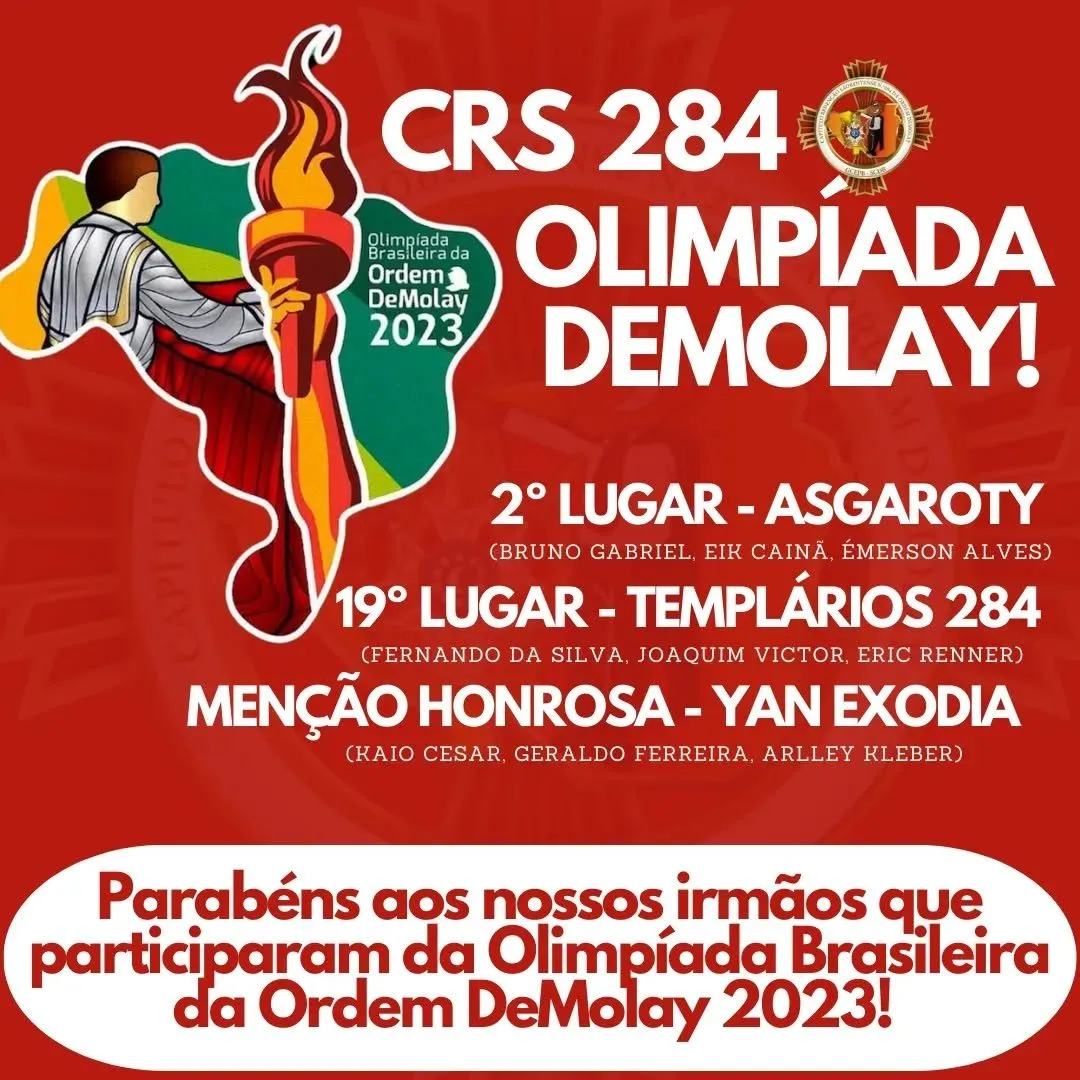 Parabéns aos nossos irmãos que participaram da Olimpíada Brasileira da Ordem DeMolay 2023!